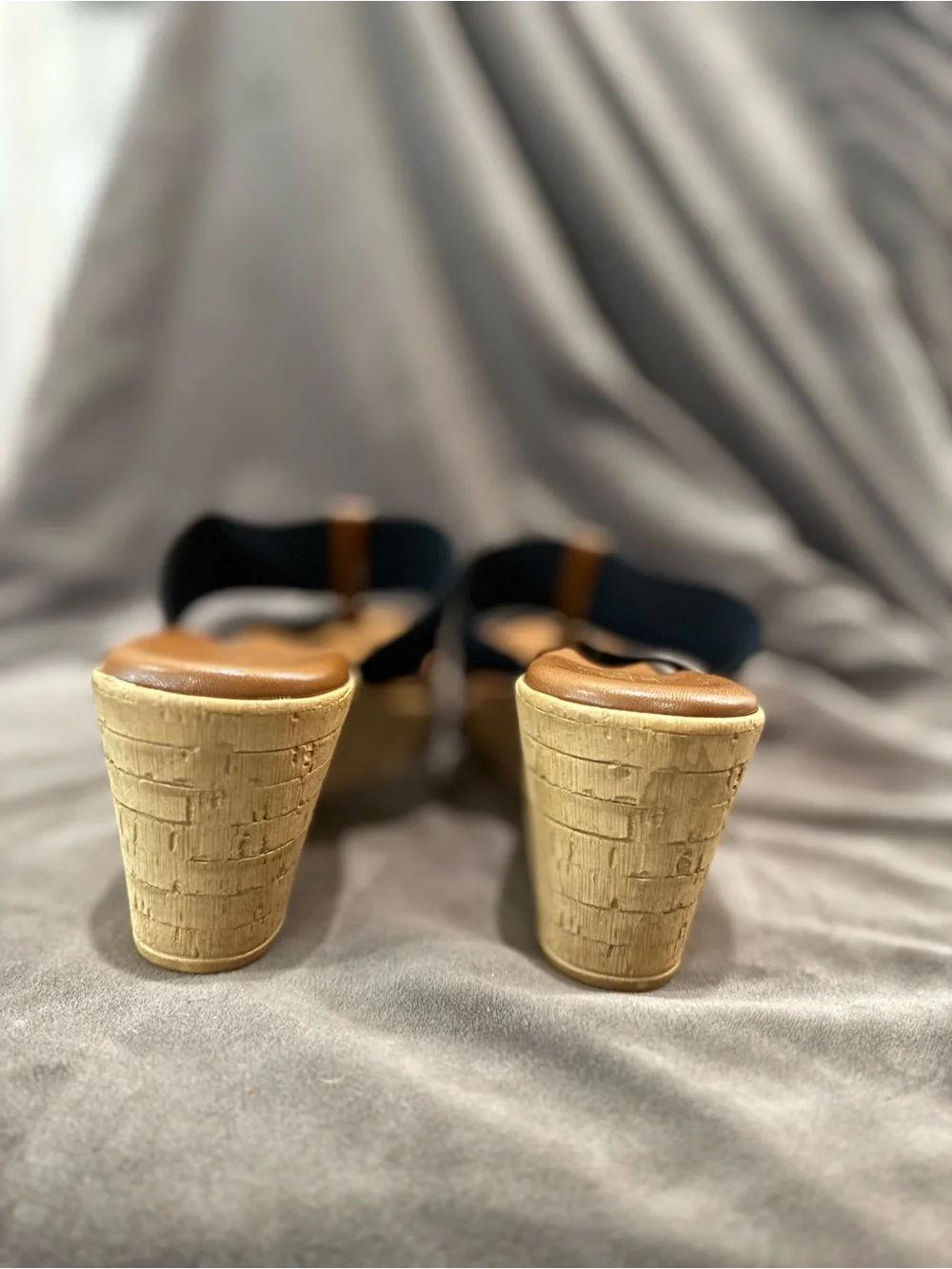 Italian Shoemakers Black and Tan Wedge Sandals